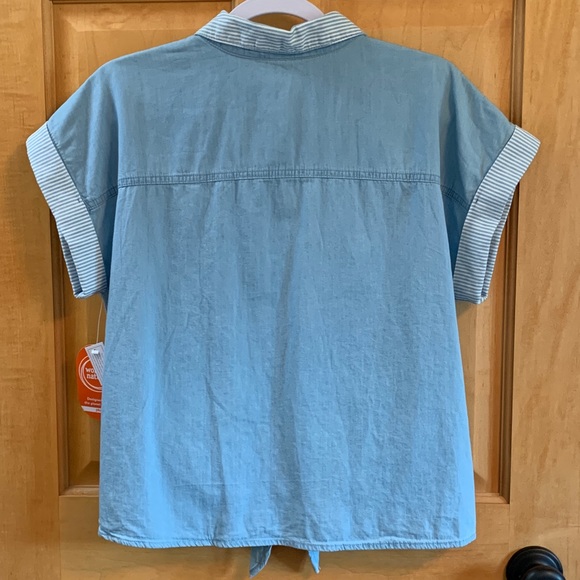 (K260) NWT, Wonder Nation Girls Plus Sz 14-16 Button Down Camp Top Breast Pocket - Picture 7 of 10